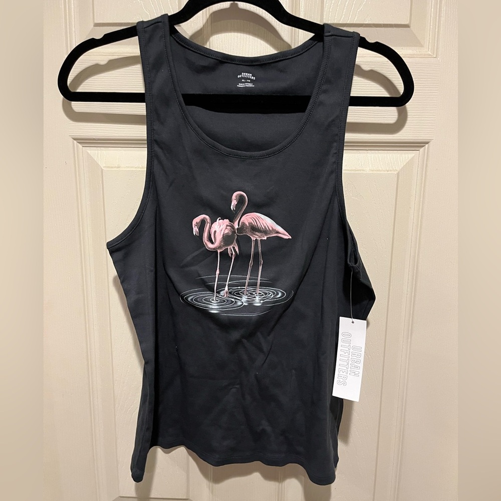 Gray Flamingo Tank Top